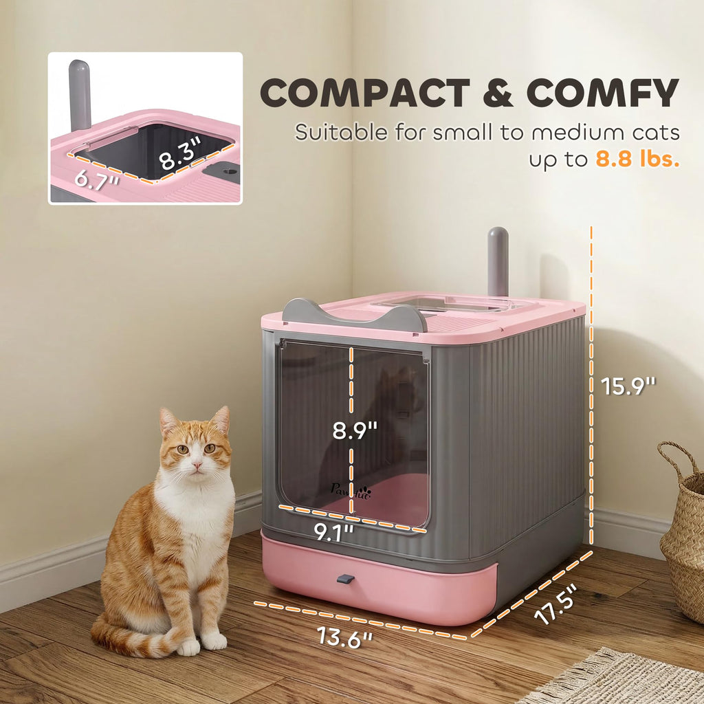 Pink Enclosed Cat Litter Box X3687