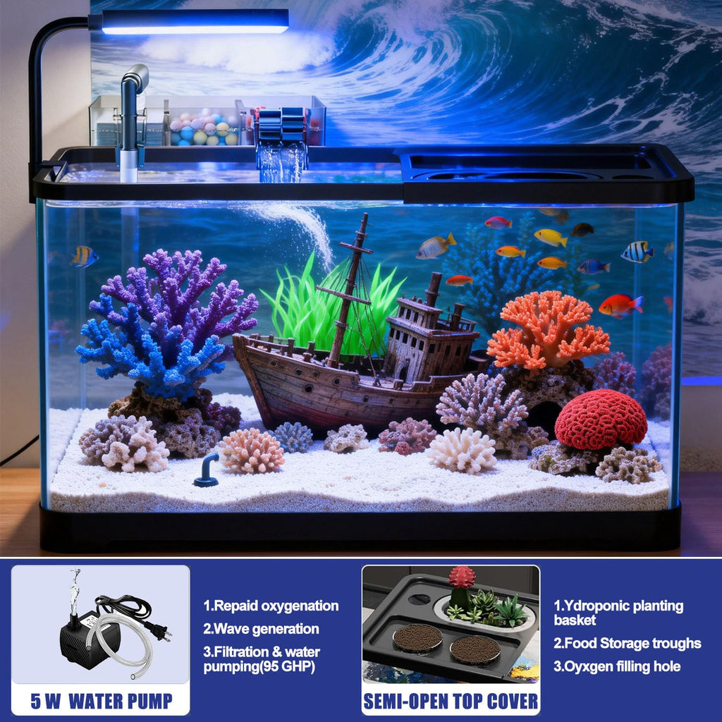5 Gallon Plastic Fish Tank with Filter and Lid U872188