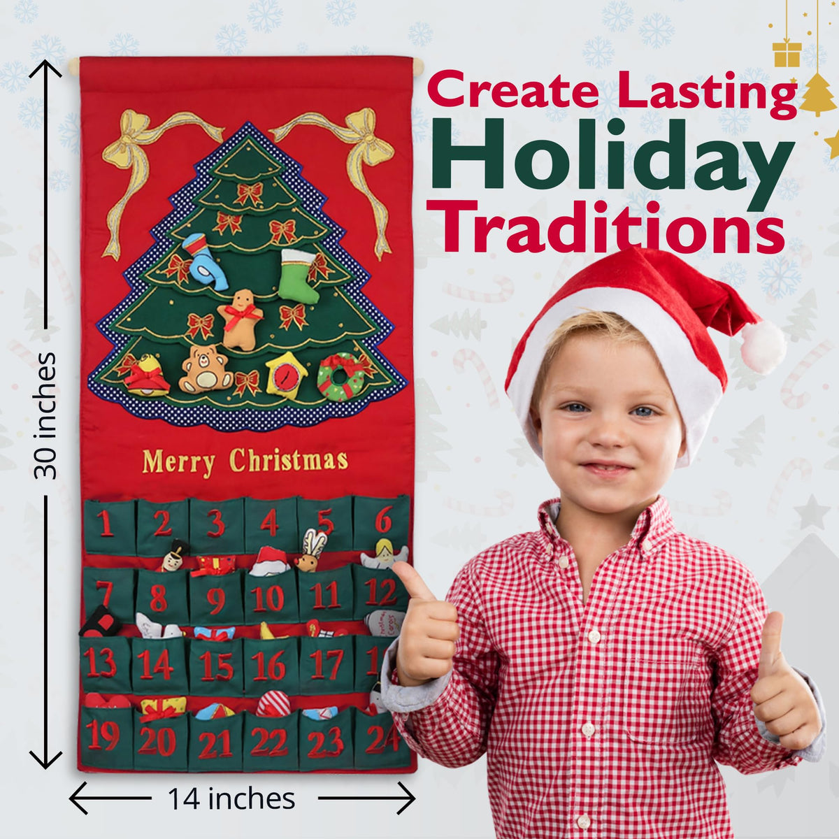 Christmas Advent Calendar with 24 Cloth Ornaments S221
