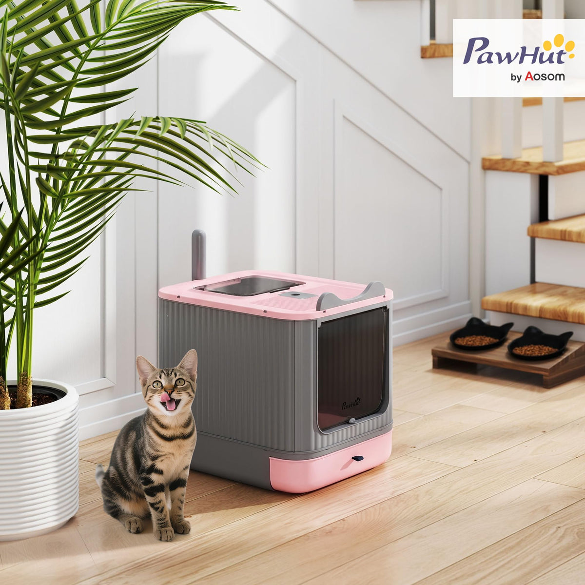 Pink Enclosed Cat Litter Box X3687