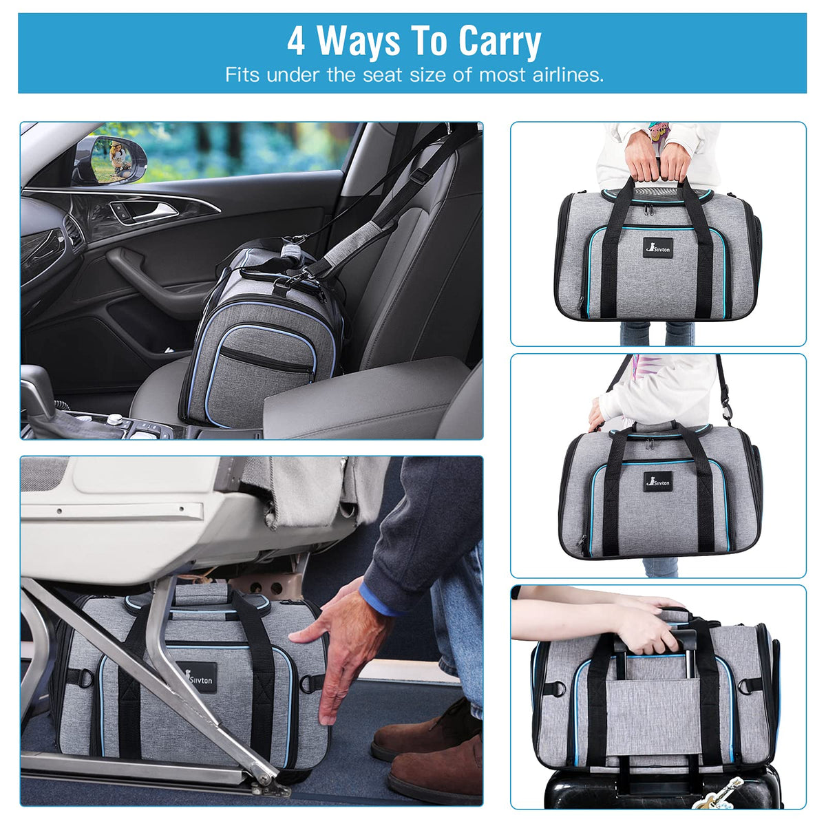 Airline Approved Expandable Soft Sided Pet Carrier with Fleece Pad Y132439