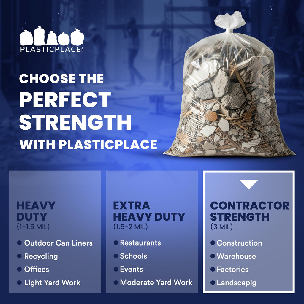 42 Gallon Clear Heavy Duty Trash Bags 4.0 Mil 50 Case U98283