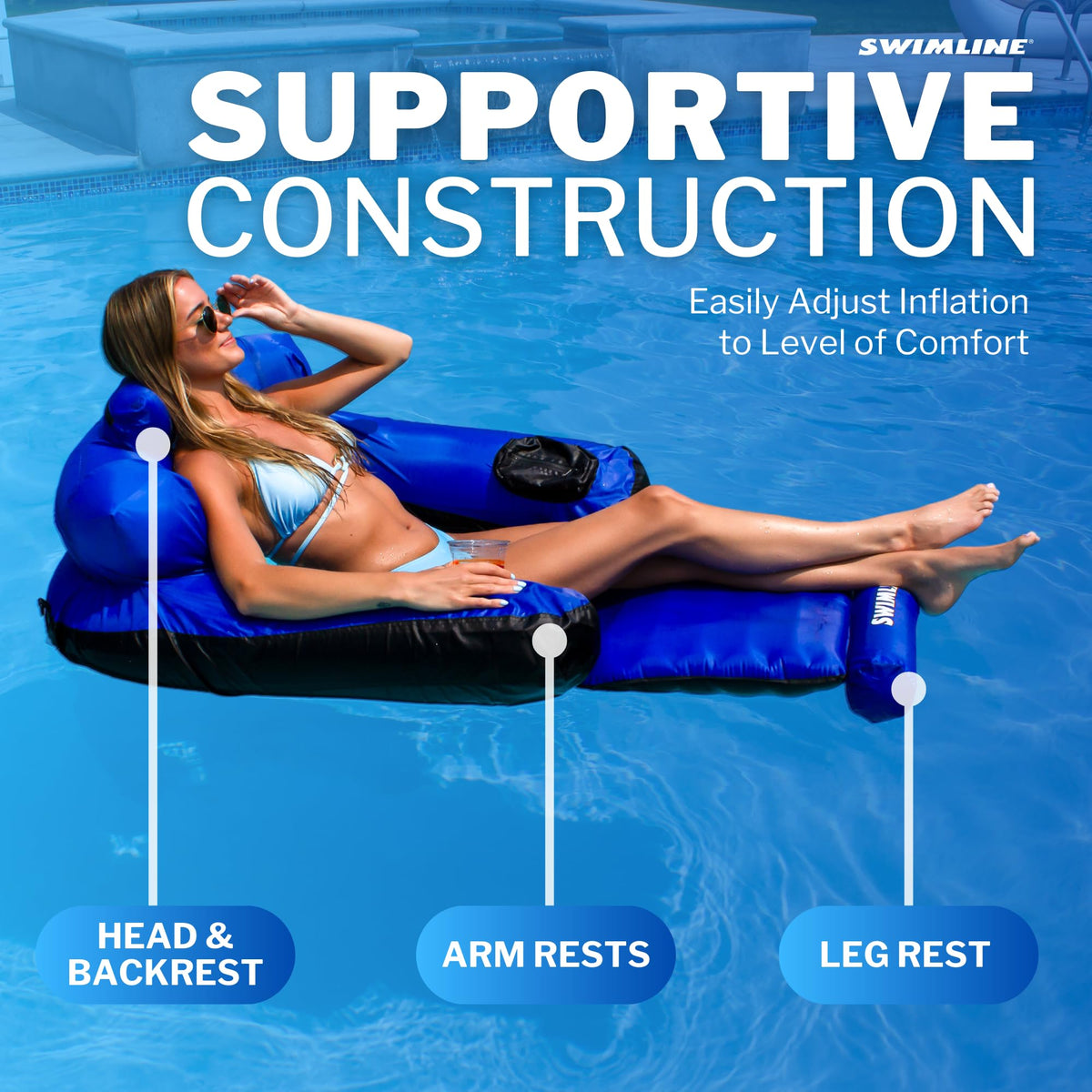 Fabric Covered Pool Float Mattress Red Lounger Raft T863506