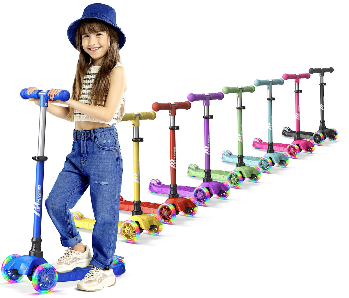 3-Wheel Kids Scooter with Wheel Lights, Adjustable Handlebar X59520