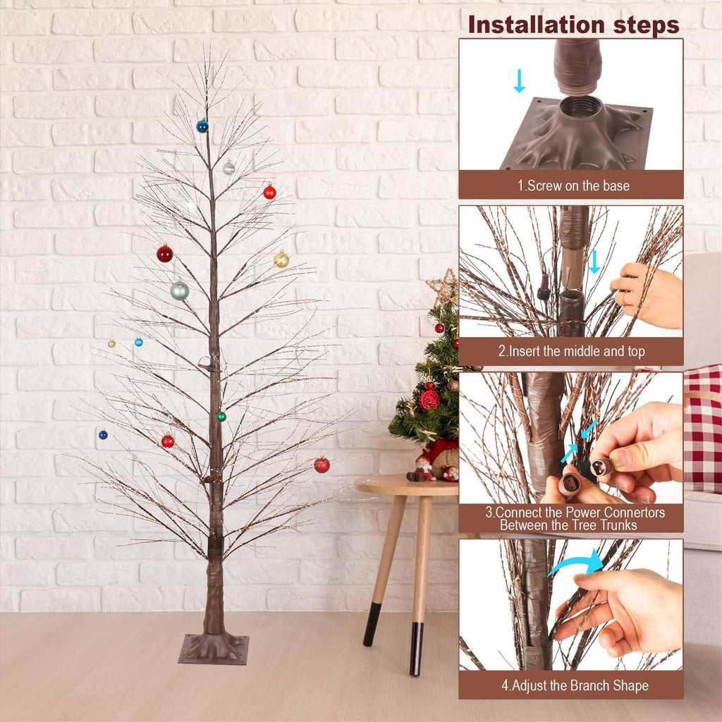 6FT Lighted Birch Tree with 1300 LED Lights Y84531