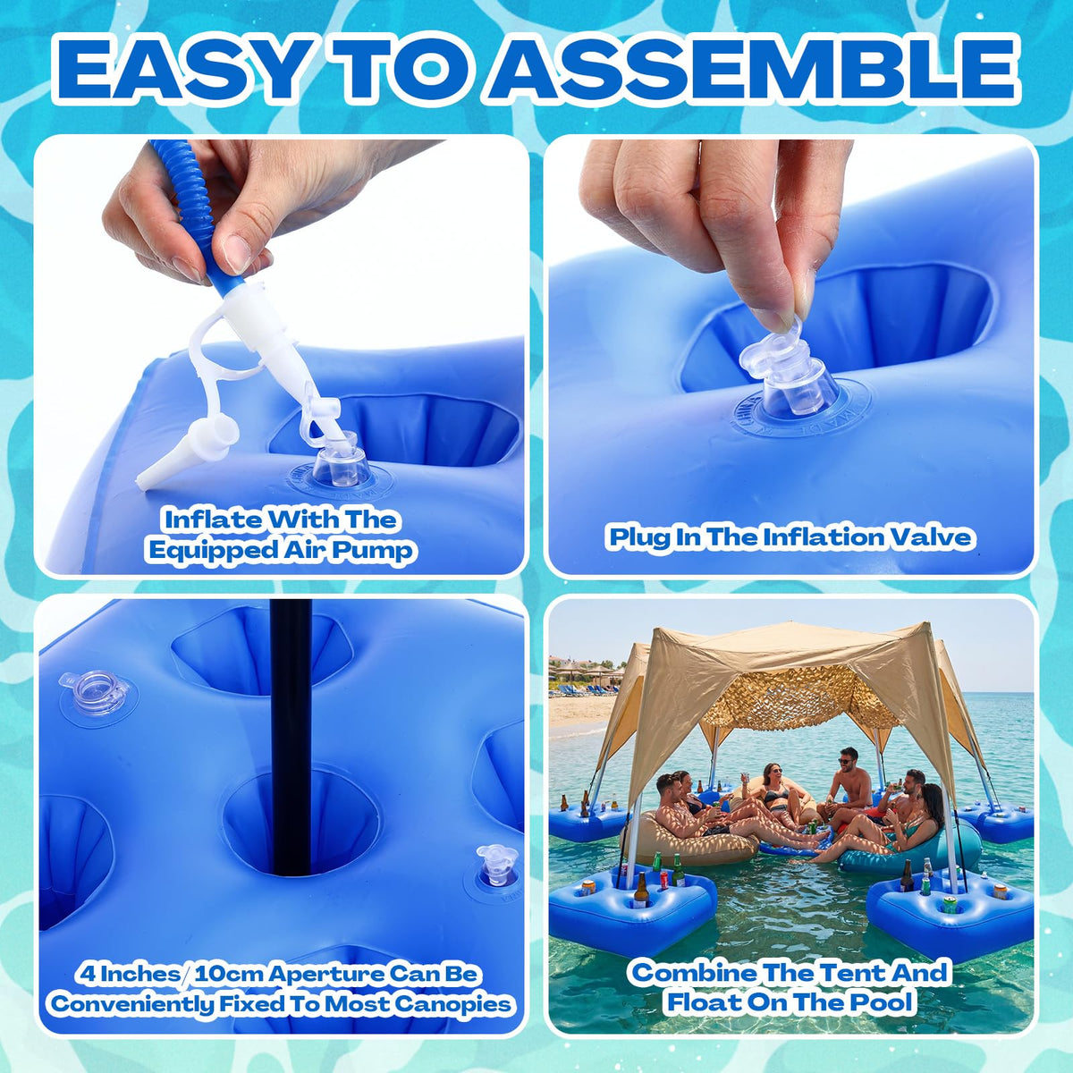 5 Pcs Water Canopy Float Kit with Cup Holders and Hand Air Pump F19750