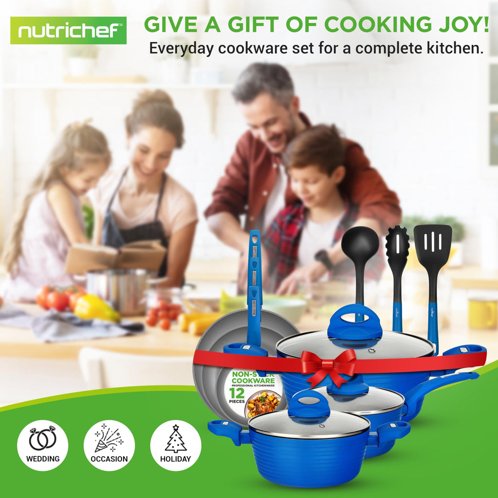 12 Pc Blue Nonstick Cookware Set T5585