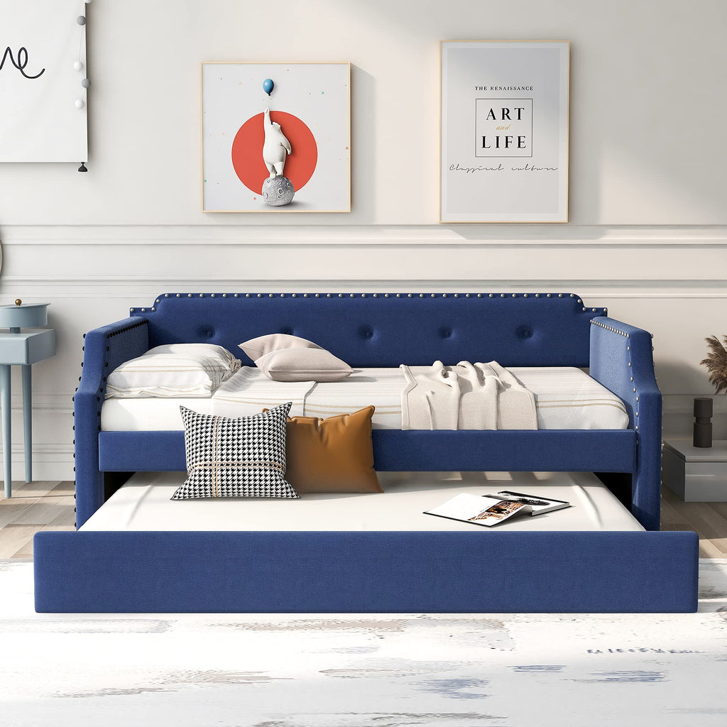 Upholstered Linen Daybed with Trundle B2223
