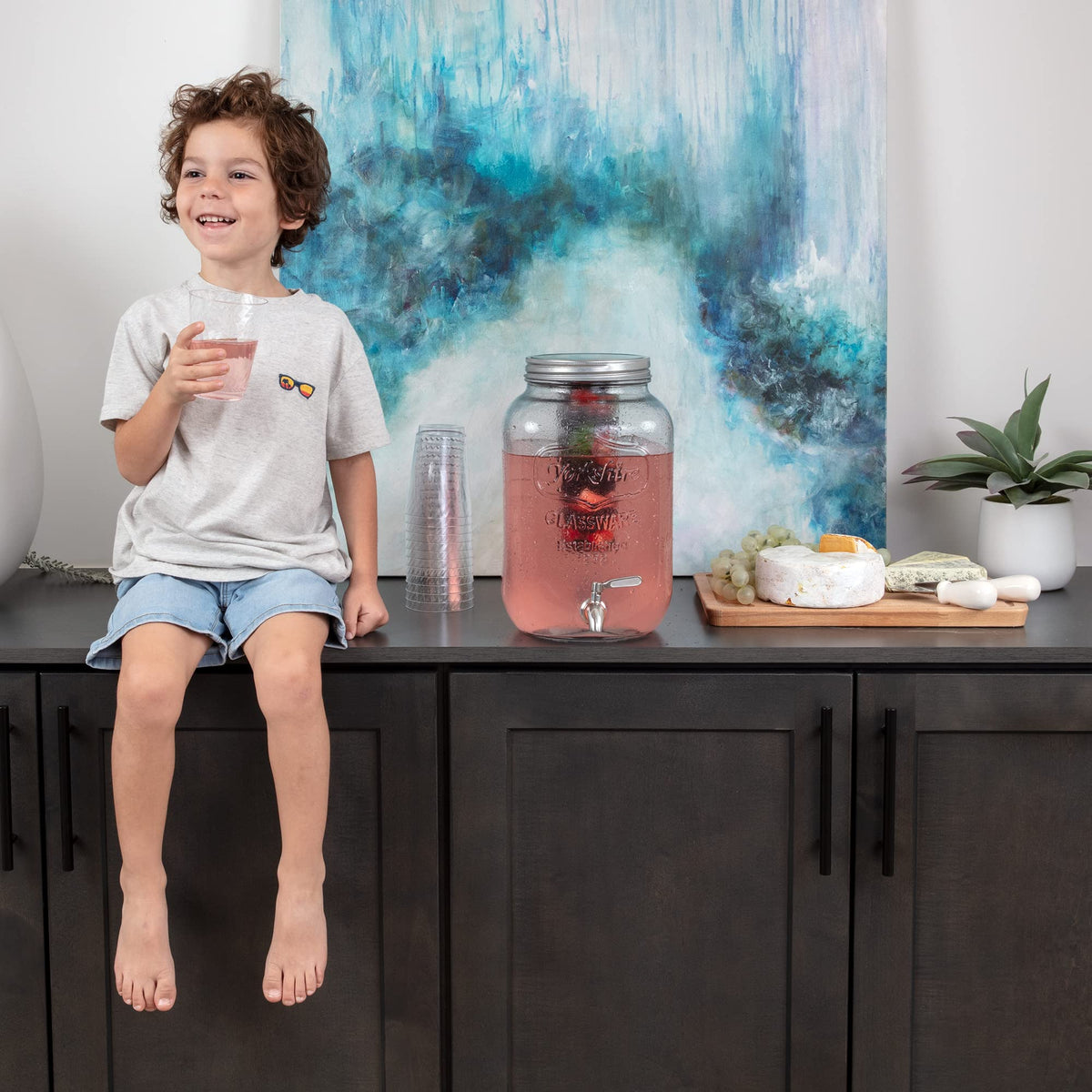 2-Gallon Glass Drink Dispenser with Spigot L8416