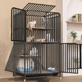 4 Tier Cat Cage with Litter Box and Wheel D3022