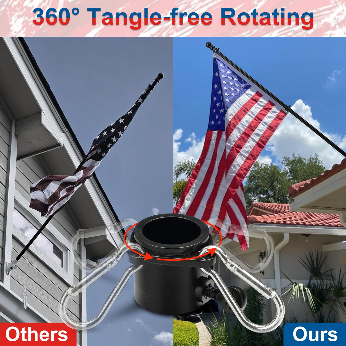 6FT Aluminum Flag Pole Kit with 3x5 US Flag G491
