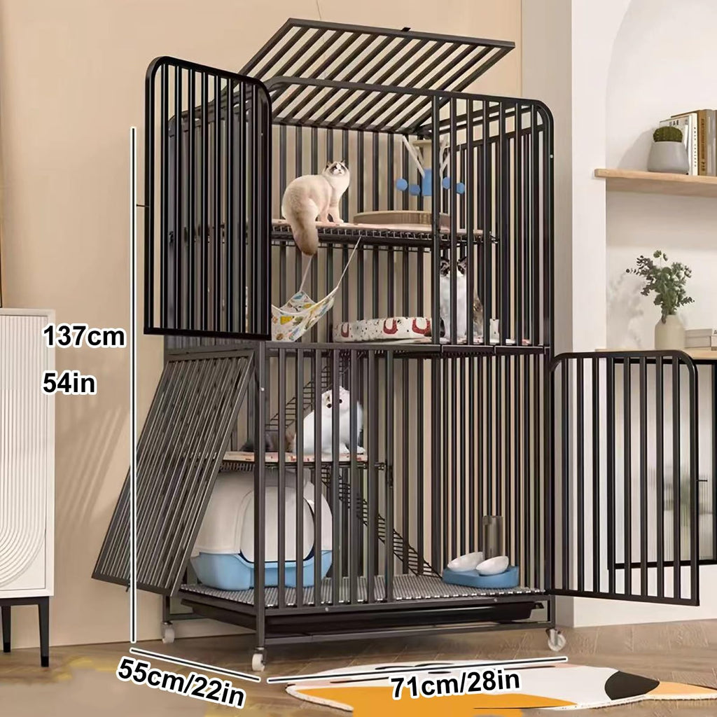 4 Tier Cat Cage with Litter Box and Wheel D3022