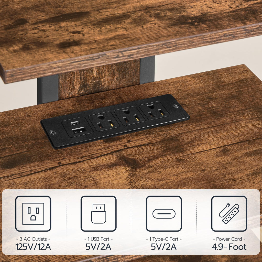 4-Tier Media Stand with Charging Station & LED Light S26012