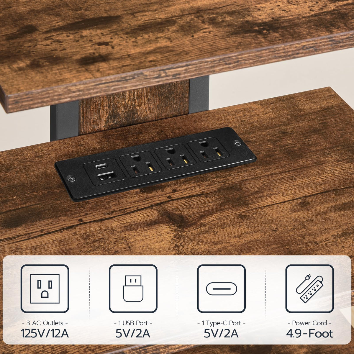 4-Tier Media Stand with Charging Station & LED Light S26012