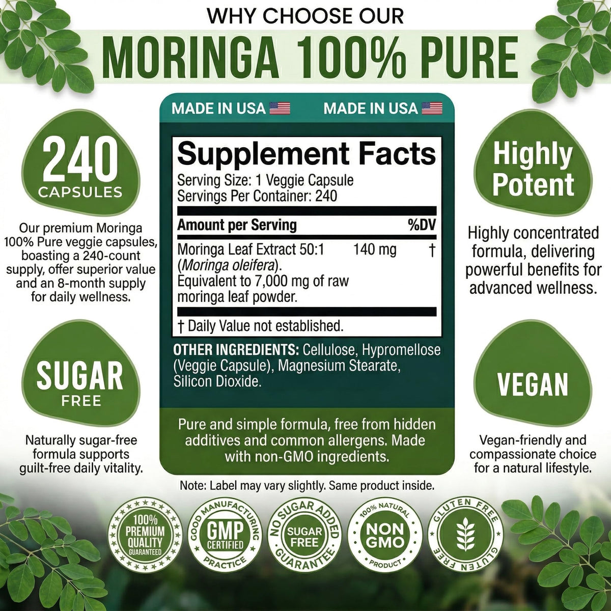 Moringa Capsules 240 Capsules B964