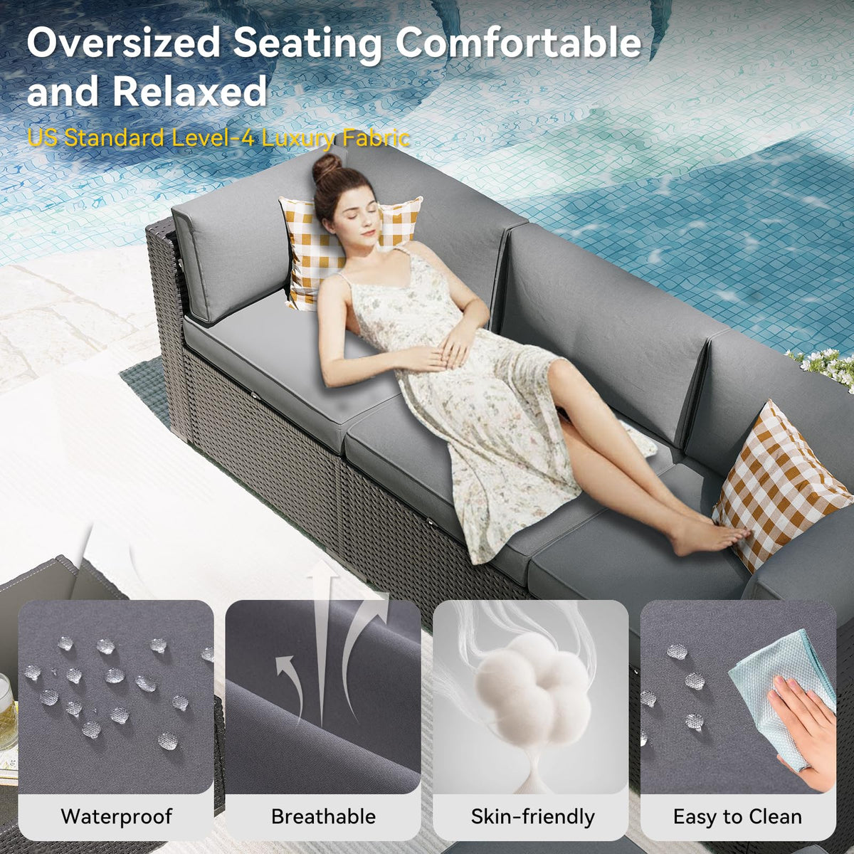 7 Piece Wicker Rattan Outdoor Sectional Sofa Set D234