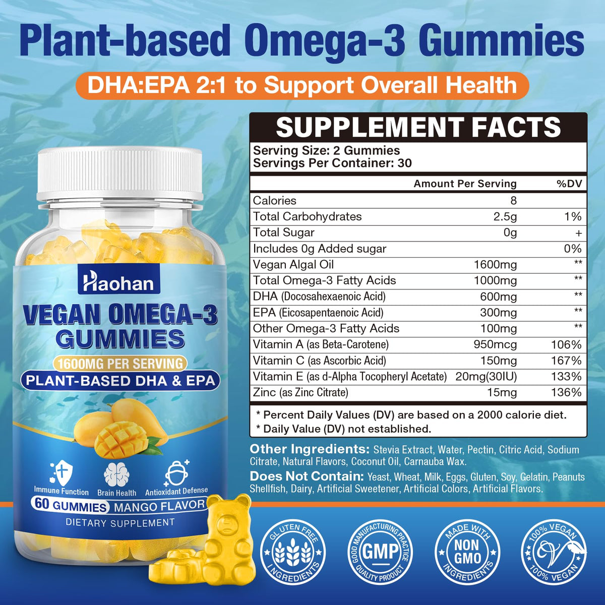 Sugar-Free Orange Flavor Omega-3 Gummies 120 Gummies Y2720