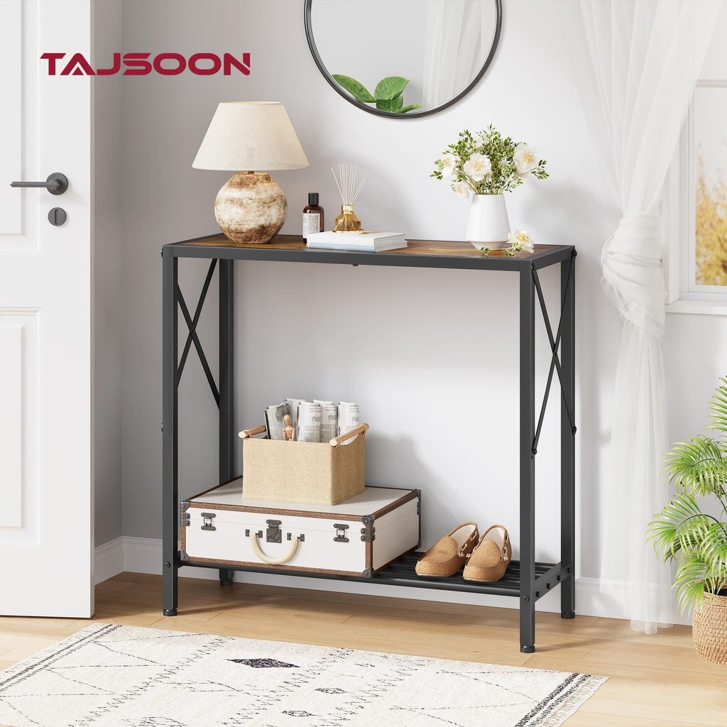Console Table 2 Tier Narrow Rustic Brown A8556