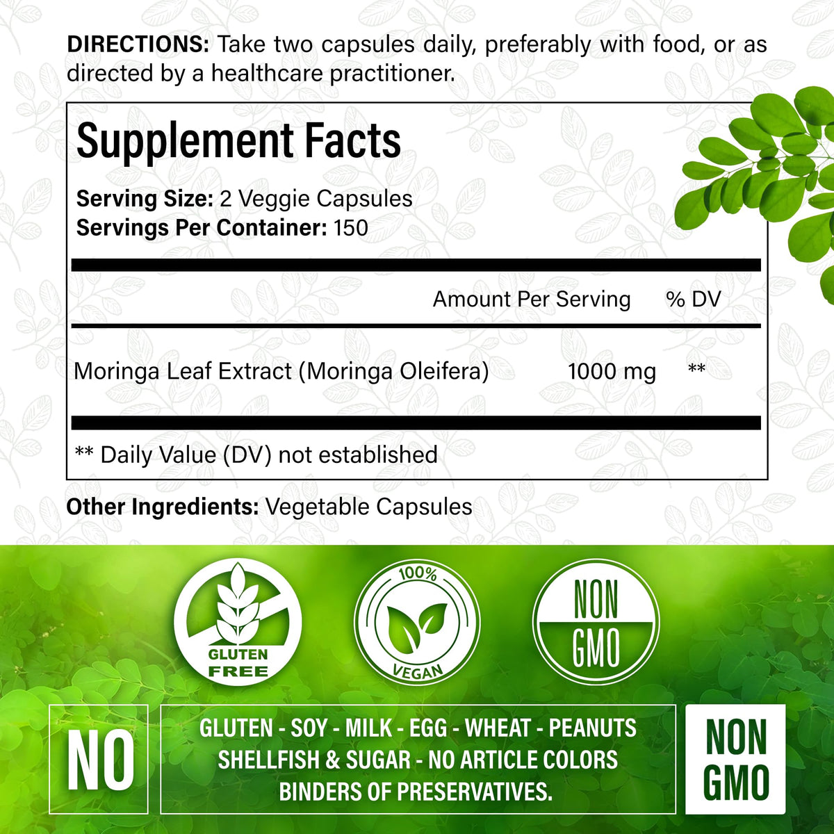 Moringa Capsules 300 Count F3671