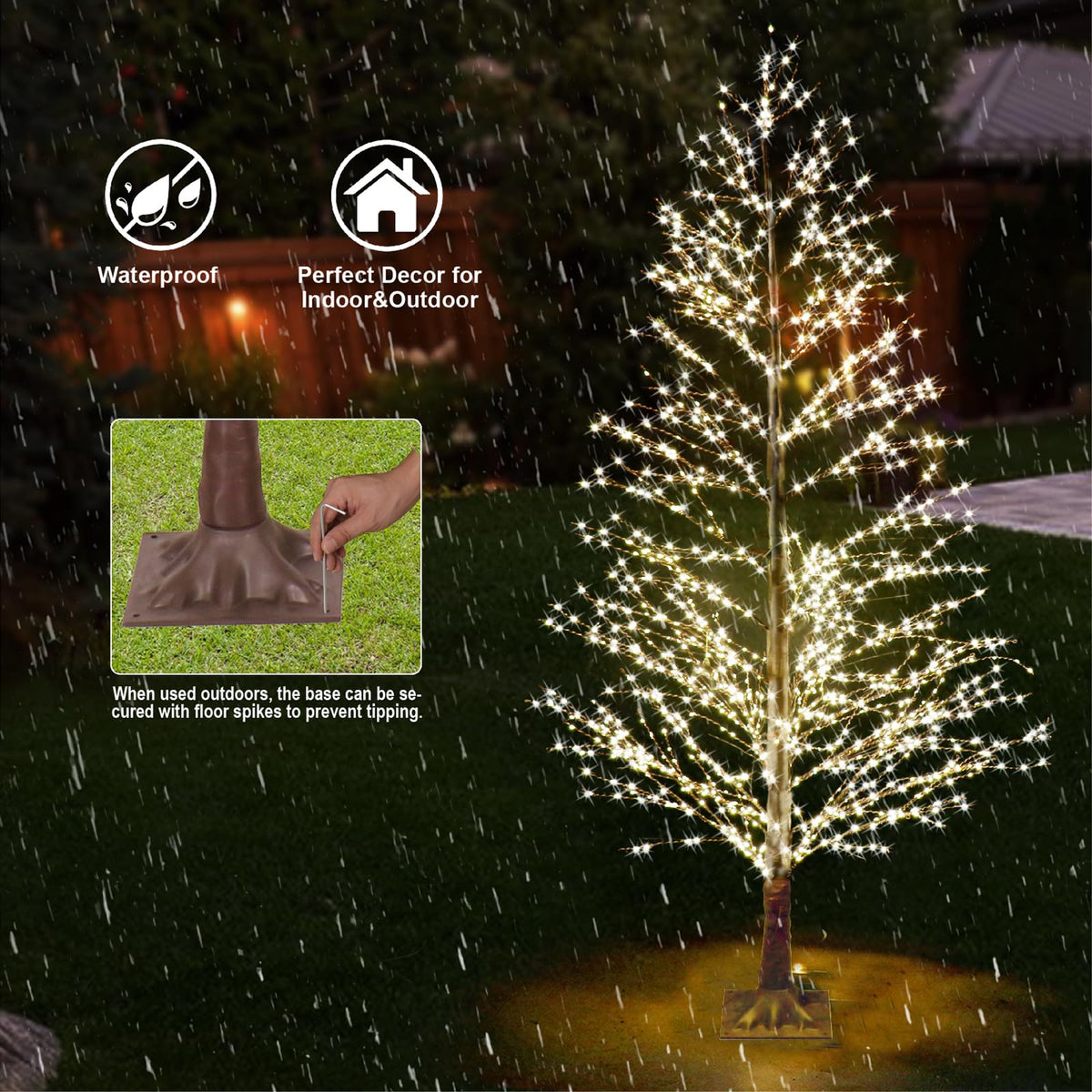 6FT Lighted Birch Tree with 1300 LED Lights Y84531