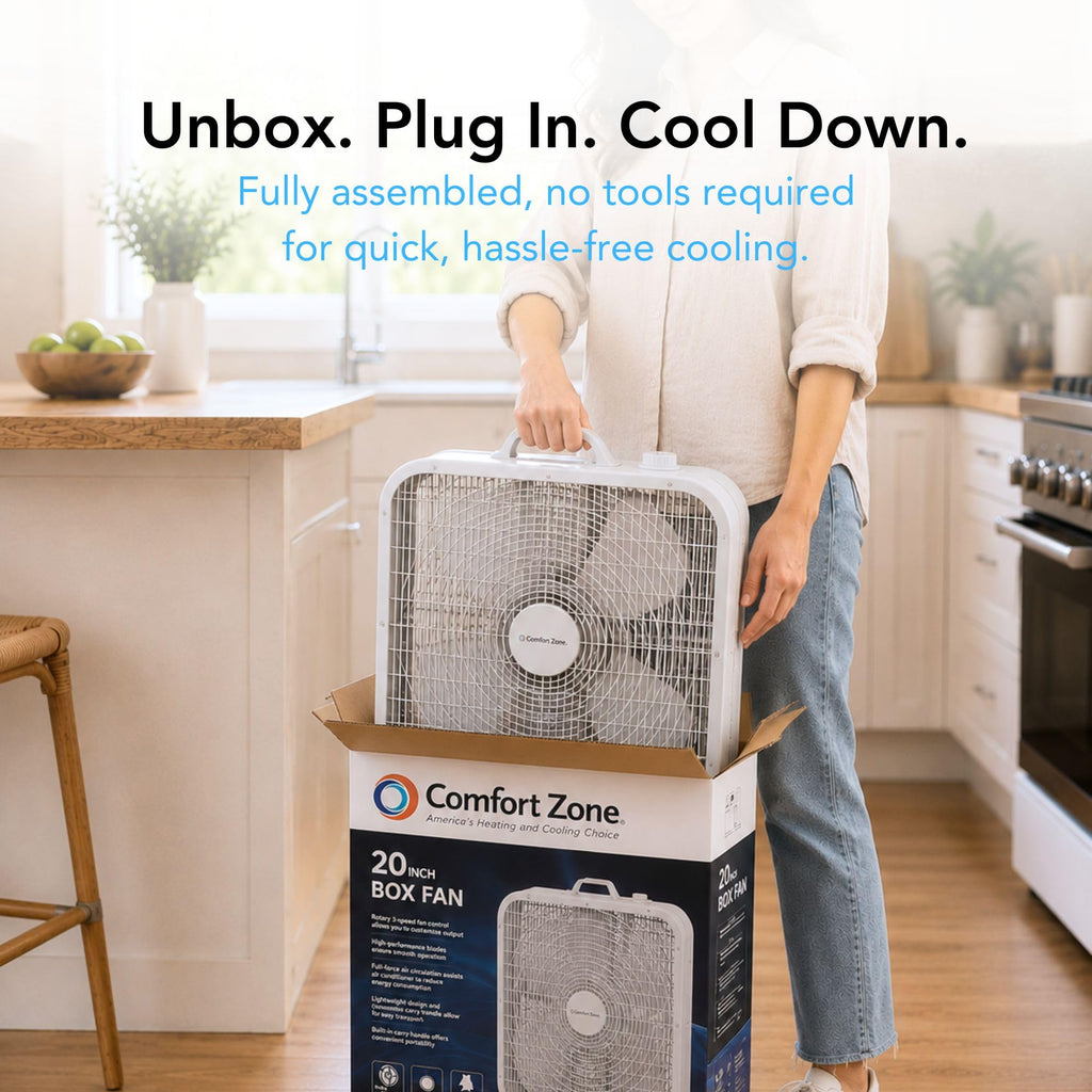 20 inch 3 Speed Box Fan with Carry Handle V6215