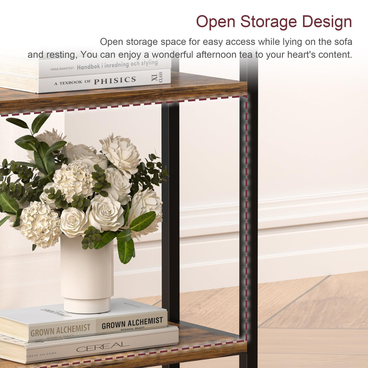 Narrow 3 Tier Slim Side Table Rustic Brown M9443