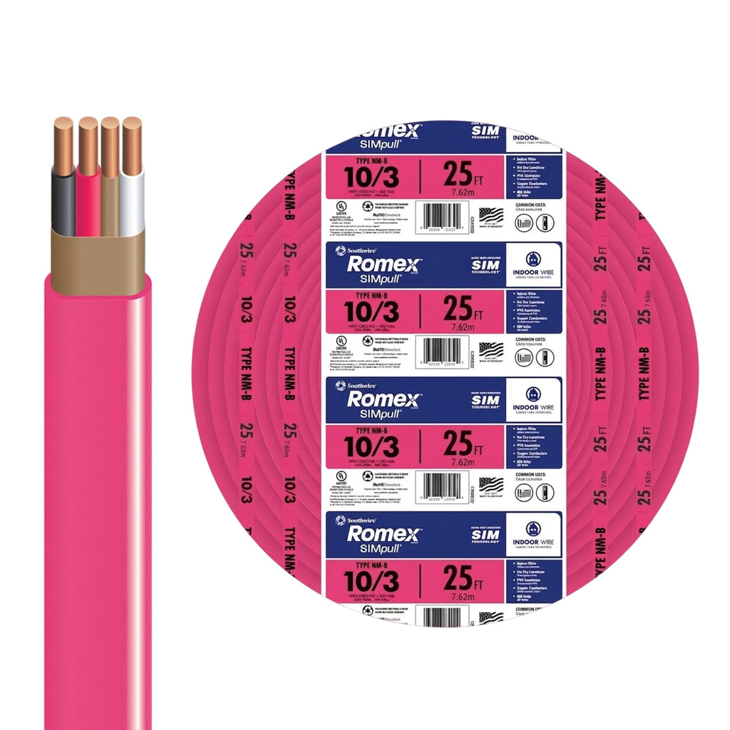 10 Gauge 3 Conductor 25Ft Pink Residential Wire X648763