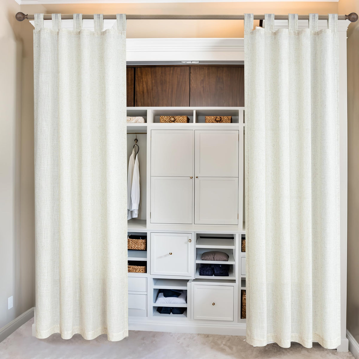 78 Inch Sheer Linen Curtains, 52" W x 78" L 2 Panels Set, Cream T626983