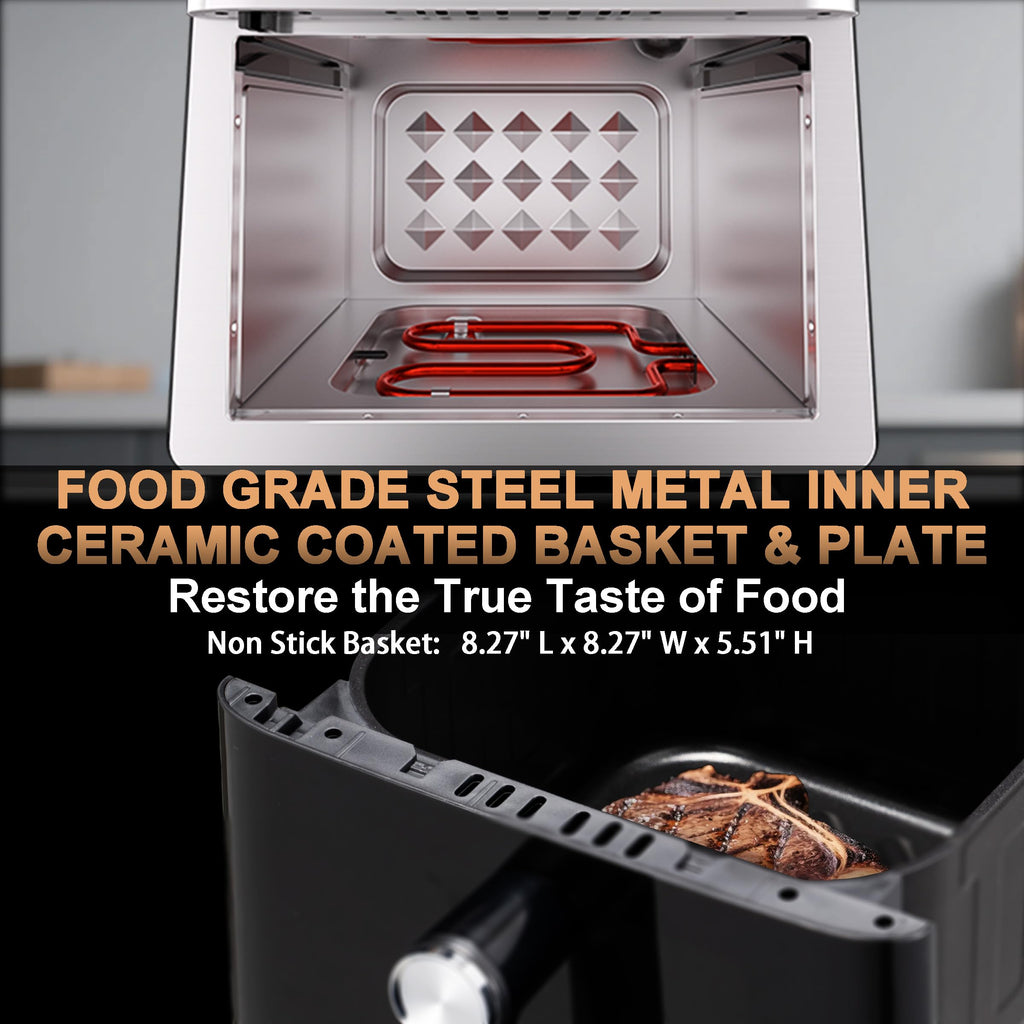 Stainless Steel Ceramic Coated 6QT Air Fryer E2686
