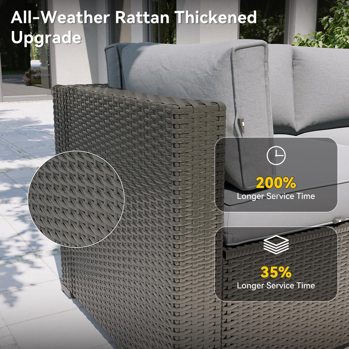 7 Piece Wicker Rattan Outdoor Sectional Sofa Set D234