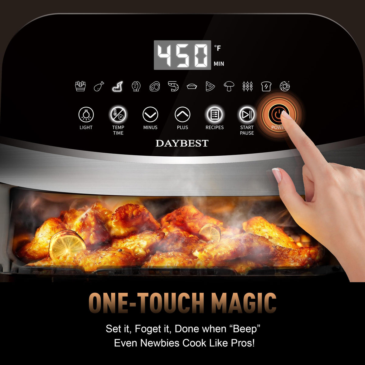 Stainless Steel Ceramic Coated 6QT Air Fryer E2686