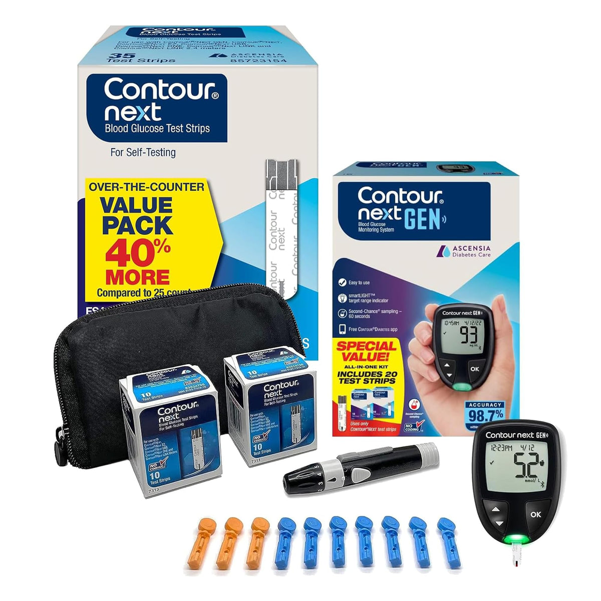 Blood Glucose Monitoring System + 55 Test Strips Z72081