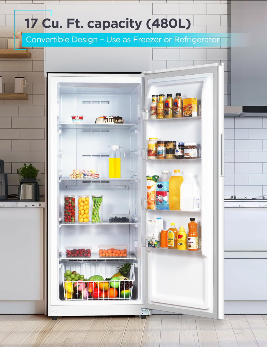 White 17 Cu. Ft. Convertible Freezer Refrigerator H6135