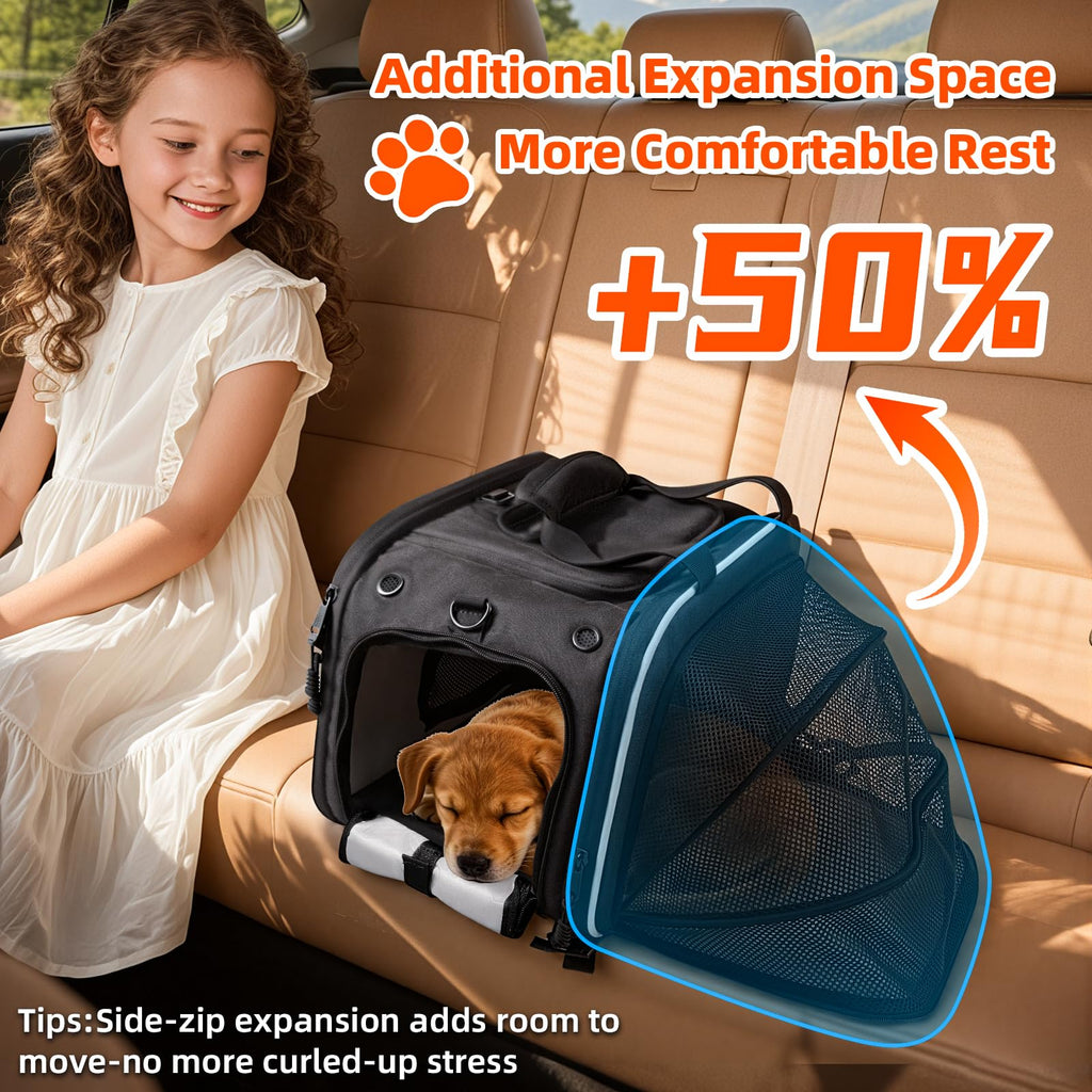 Motorcycle Dog Carrier Expandable for Small Cats Dog Pet Under 17 lbs A705720