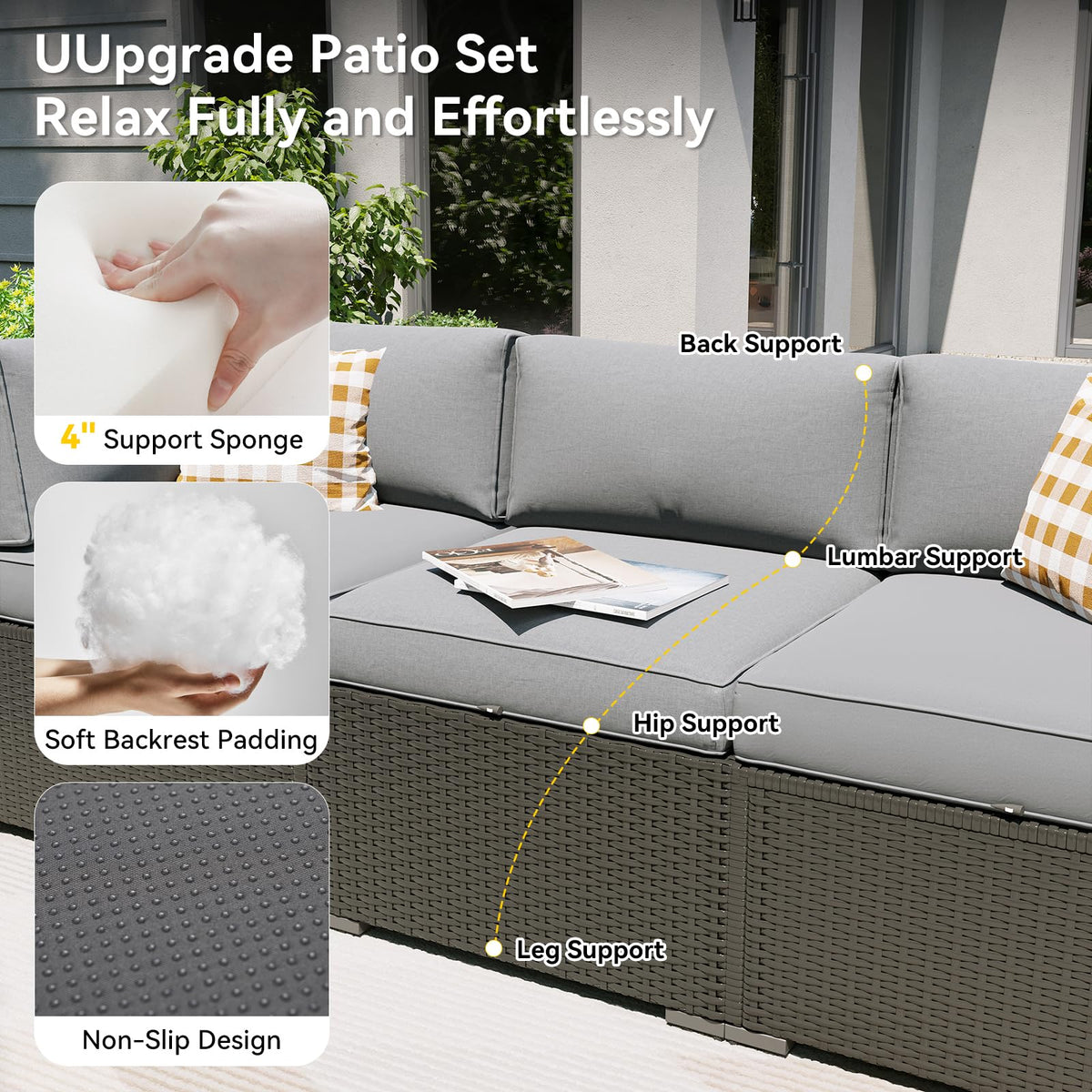 7 Piece Wicker Rattan Outdoor Sectional Sofa Set D234