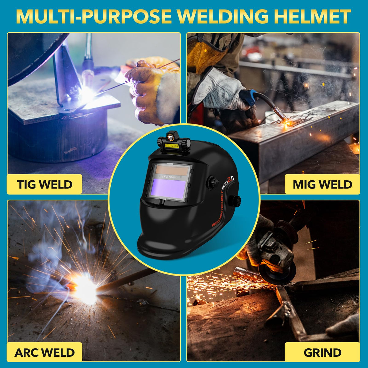 Welding Helmet Auto Darkening Solar Powered D92719