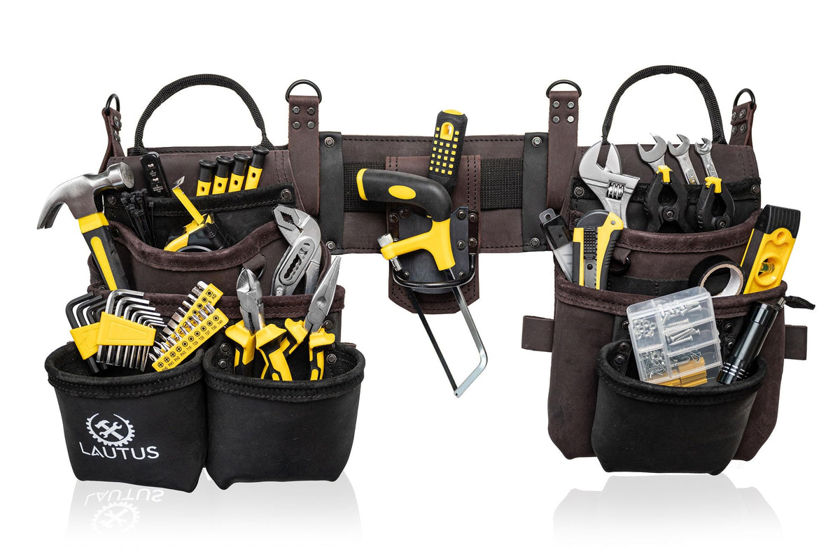 Top Grain Leather Tool Belt 18 Pockets P9245