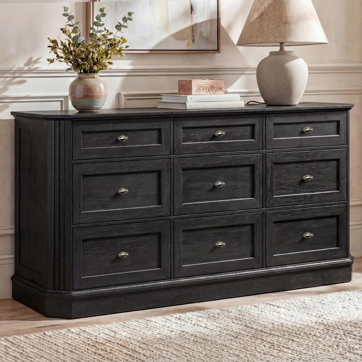 Black 9 Drawer Wood Dresser N692522