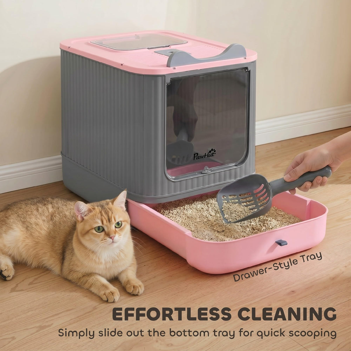 Pink Enclosed Cat Litter Box X3687