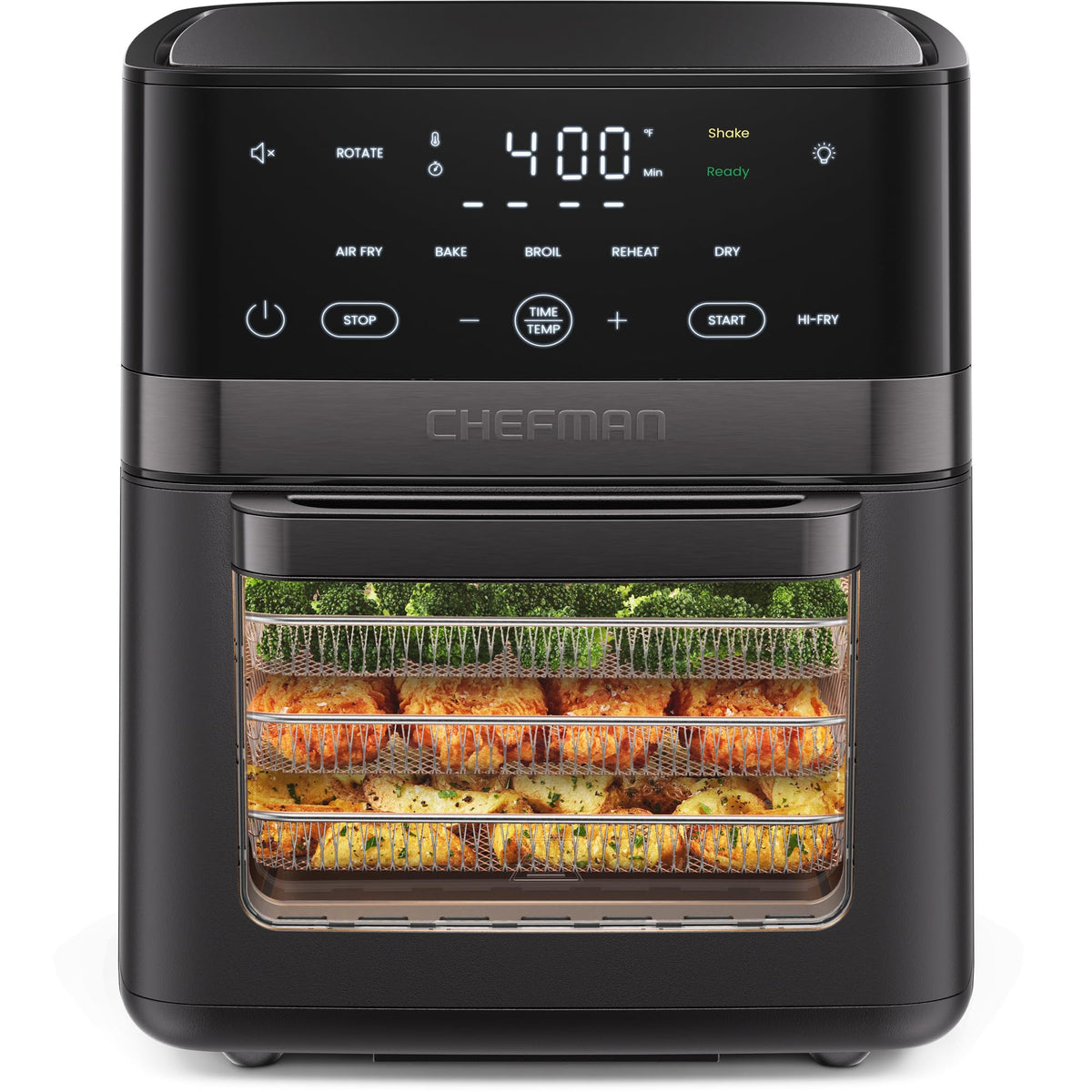XL 14-Quart Multifunctional Air Fryer with Touchscreen Controls, Rotisserie, Food Dehydrator, Convection Oven – Black T271