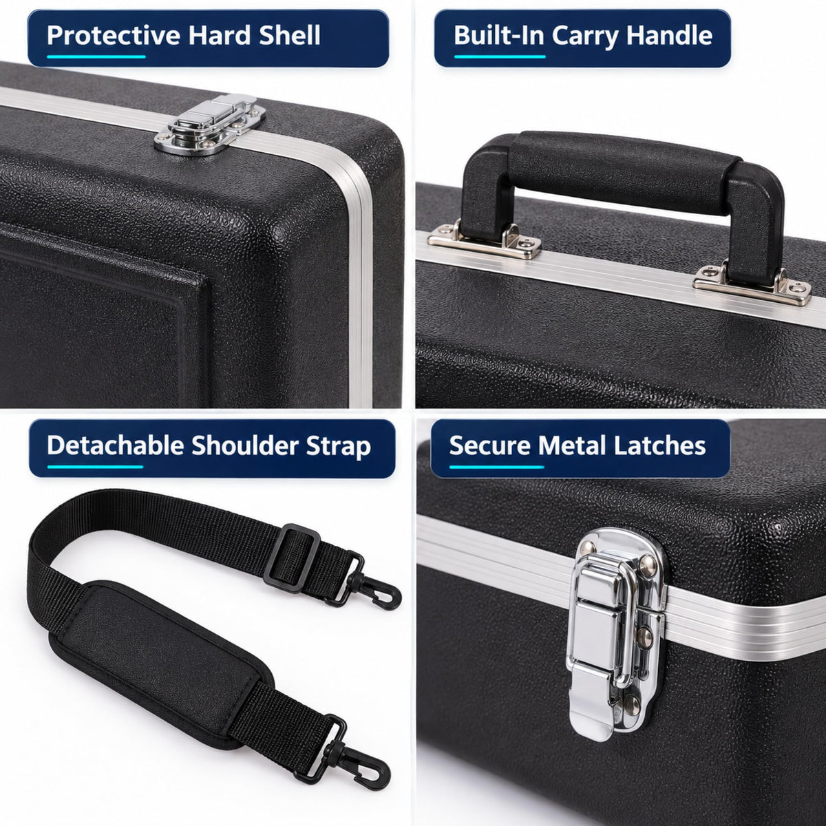 Lightweight ABS Hard Case for Bb Trumpet, Black Y85588
