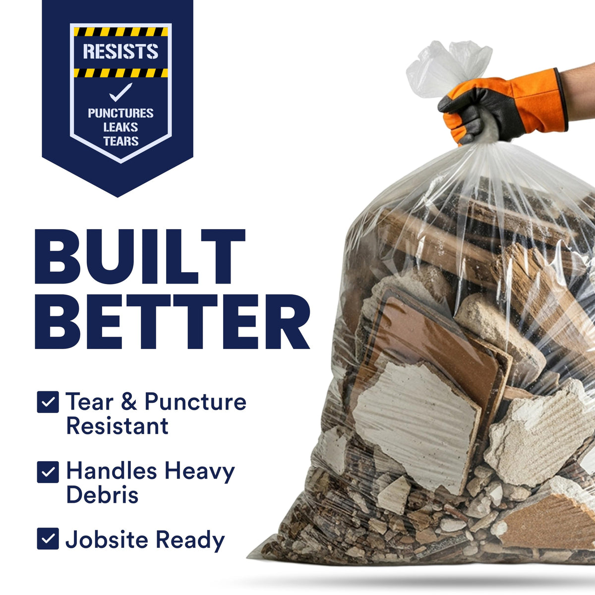 42 Gallon Clear Heavy Duty Trash Bags 4.0 Mil 50 Case U98283