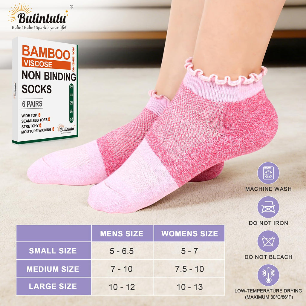 Diabetic Ankle Socks 6 Pairs Low Cut Non Binding P56098