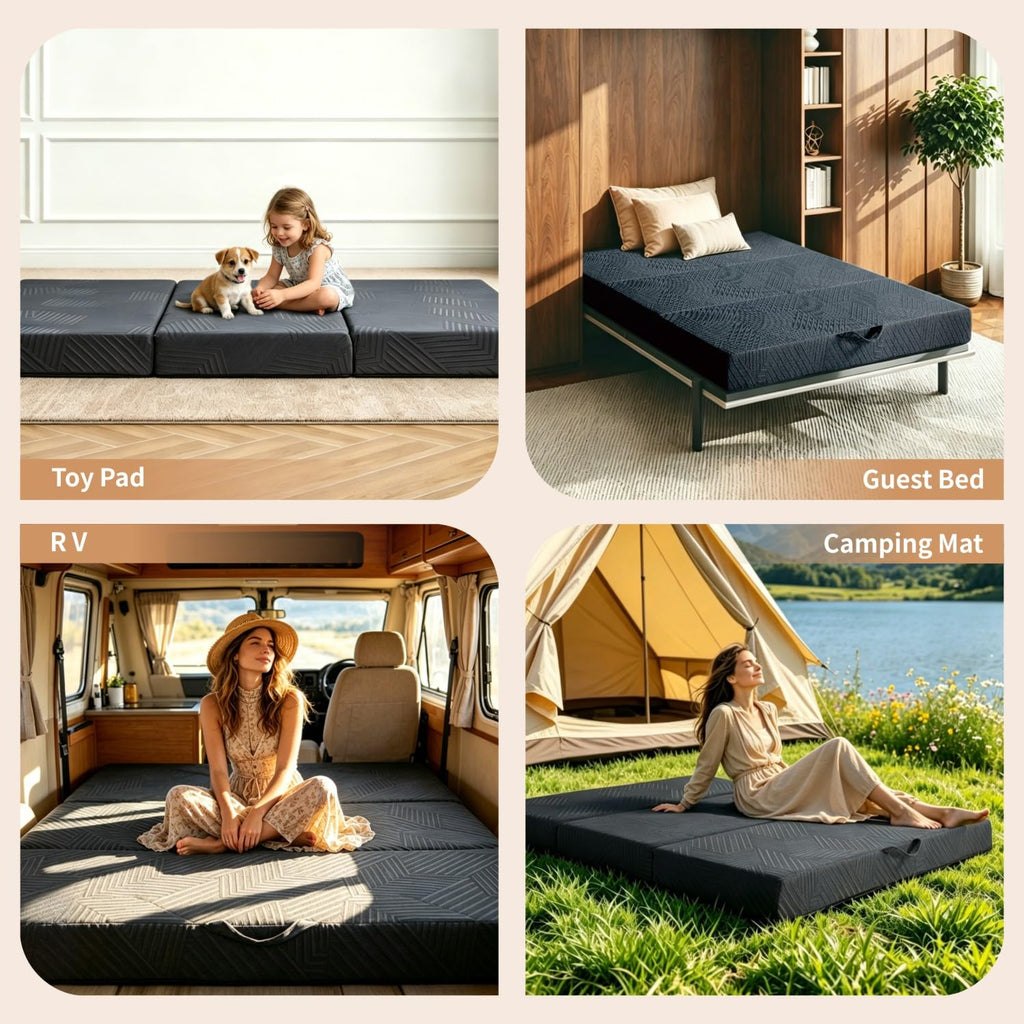 6 Inch Queen Tri-fold Memory Foam Mattress with Storage Bag C12878
