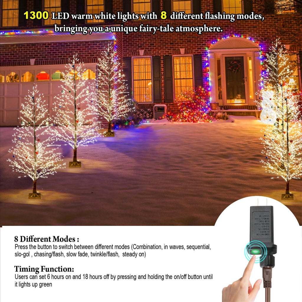 6FT Lighted Birch Tree with 1300 LED Lights Y84531