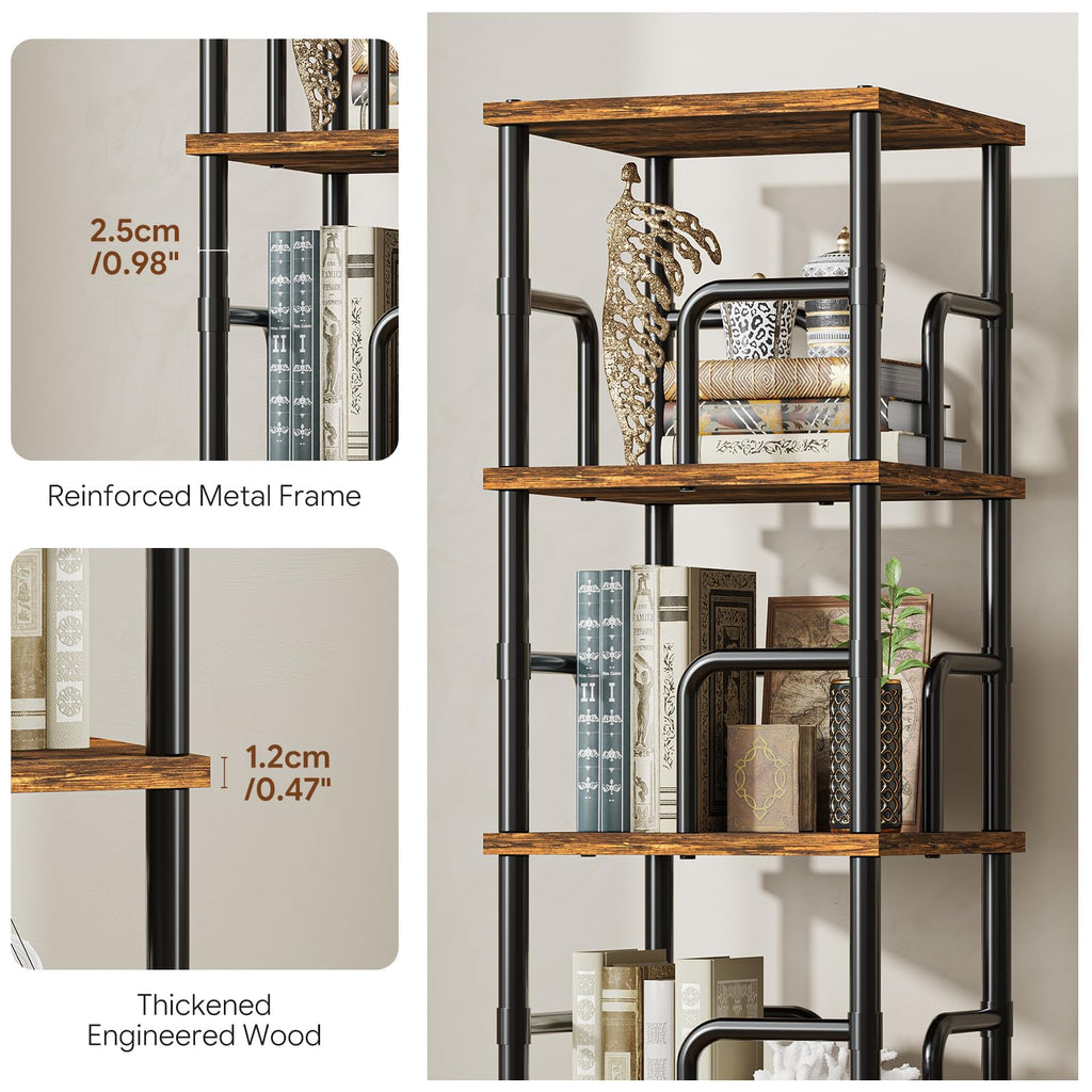5-Tier Rotating Bookshelf with Safety Rails M5347