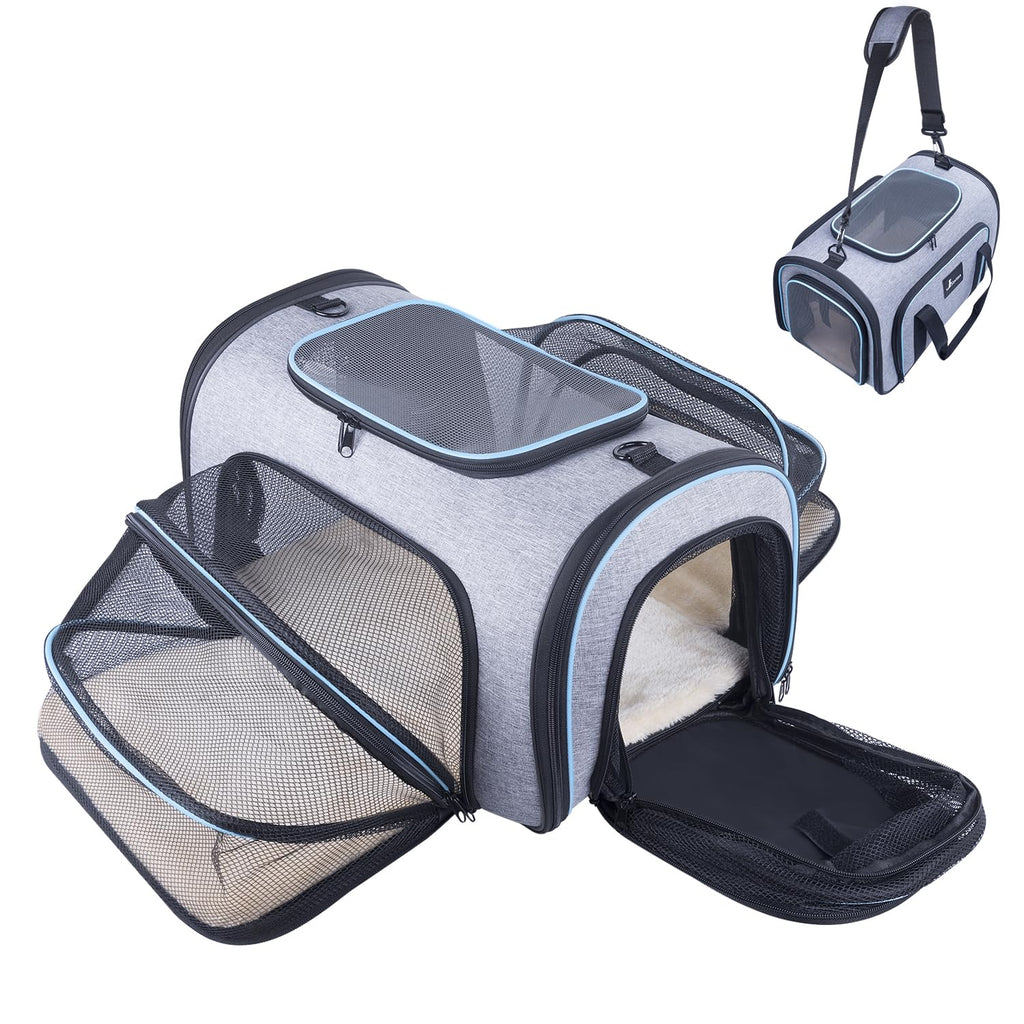 Airline Approved Expandable Soft Sided Pet Carrier with Fleece Pad Y132439