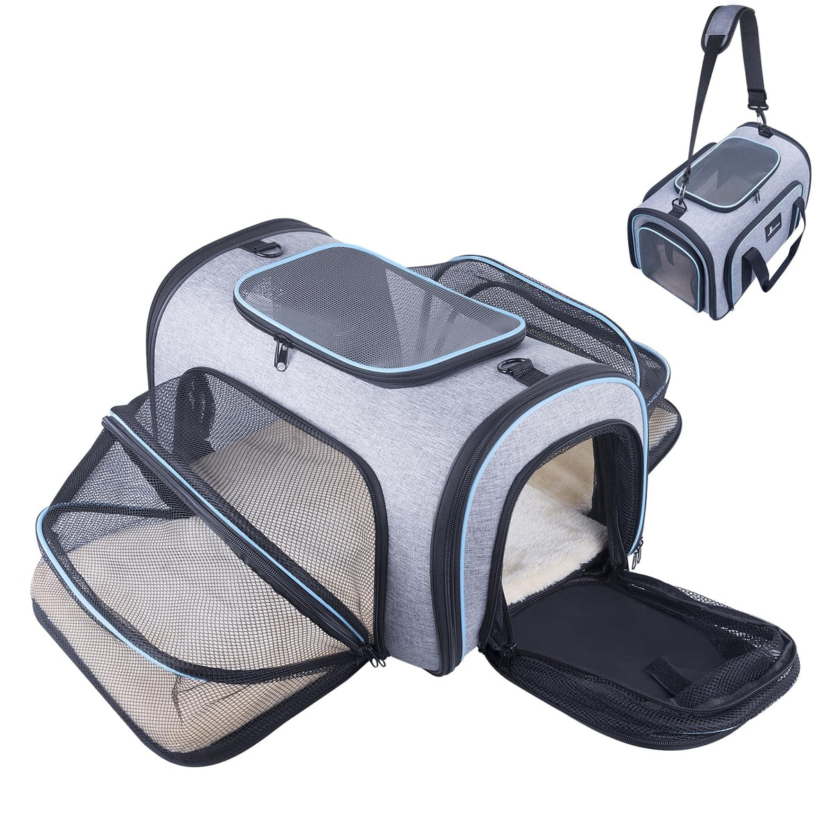 Airline Approved Expandable Soft Sided Pet Carrier with Fleece Pad Y132439