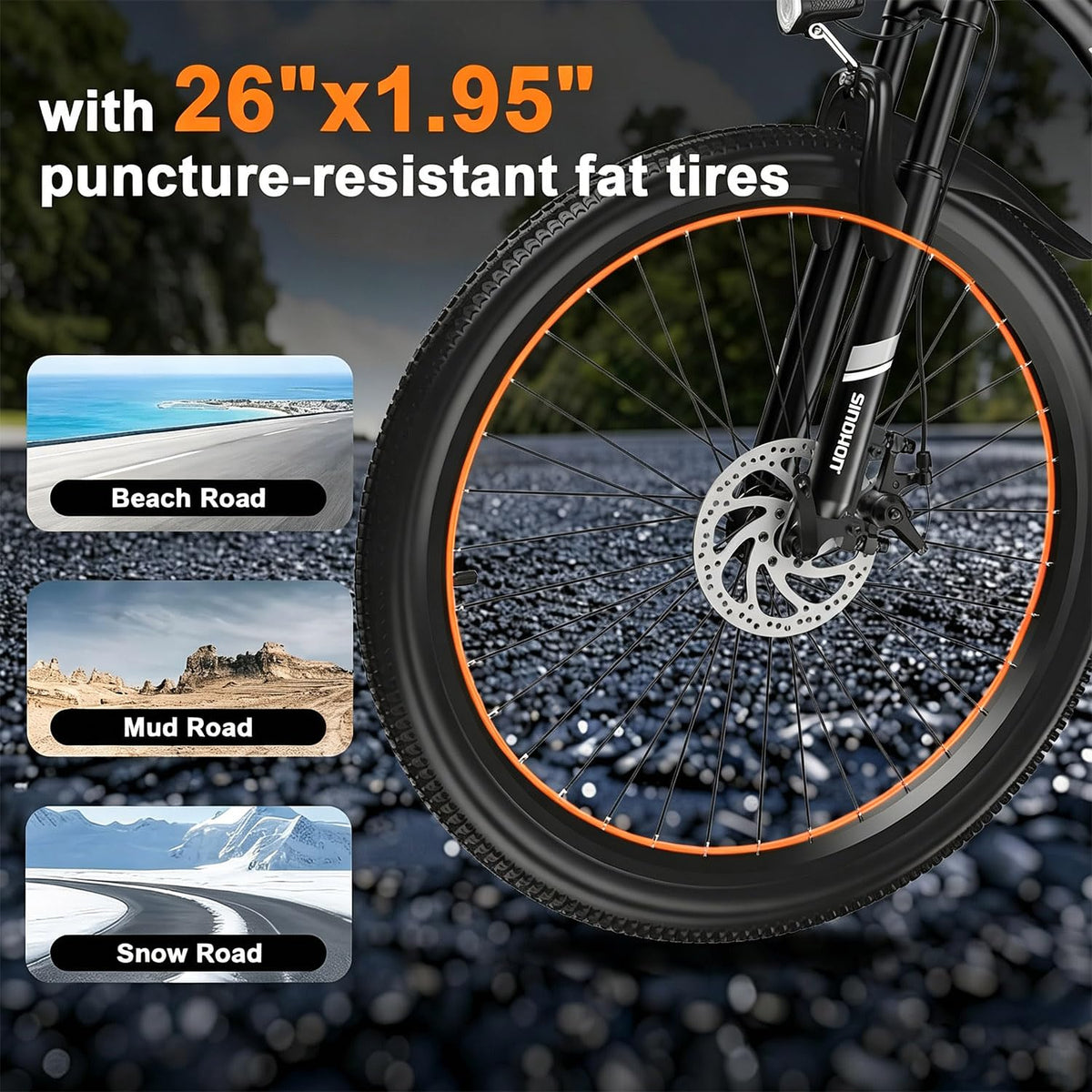 26" Electric Bike with 750W Peak Motor and 7-Speed Z9683