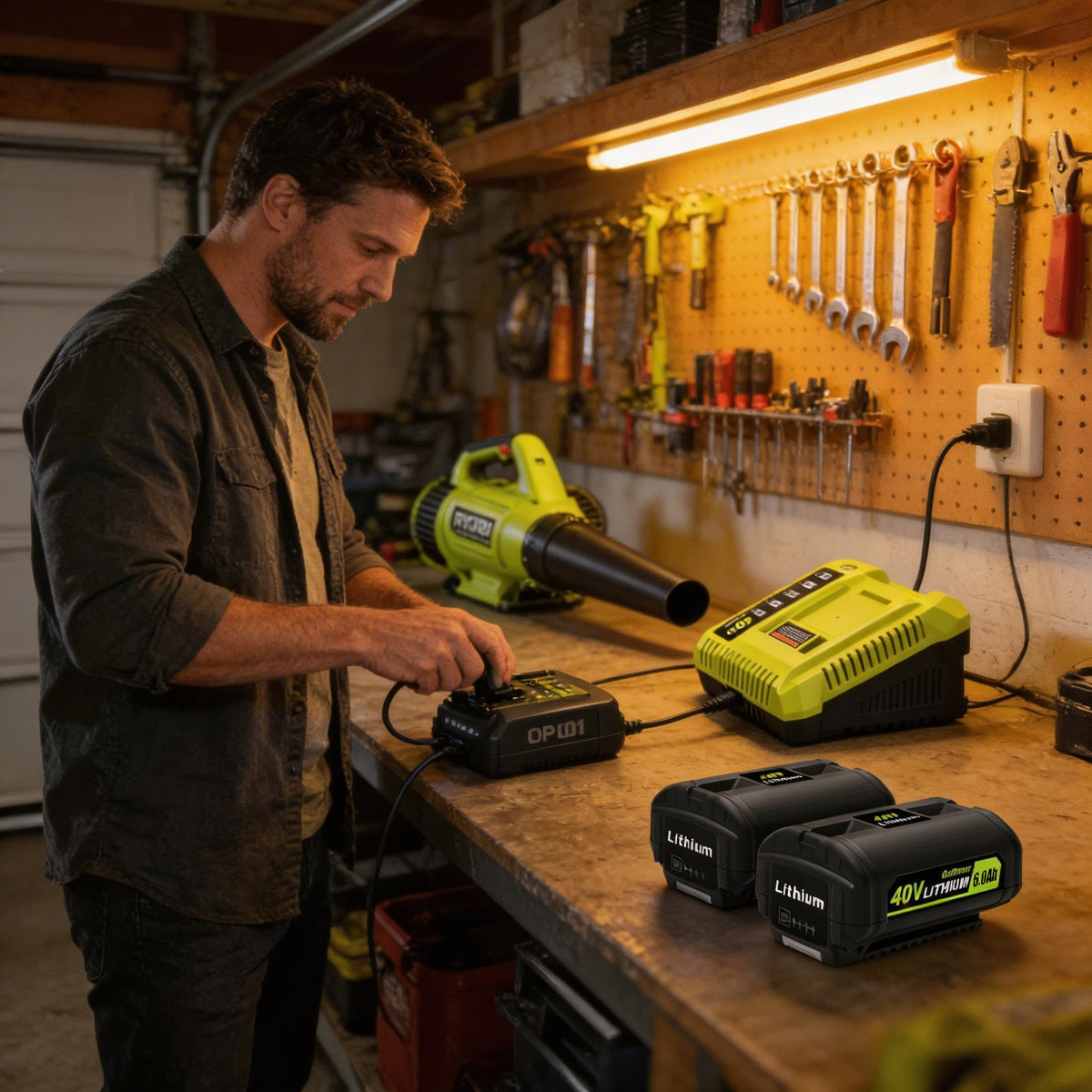 2-Pack 40V Lithium-Ion Battery and Charger Starter Kit L1721